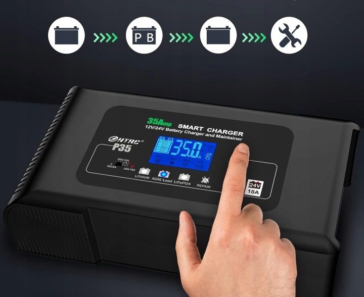 Зарядное устройство автомобильное для аккумулятора Htrc 35AMP, фото 4