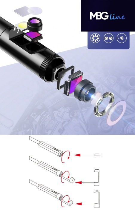 Инспекционная камера MBG Line P30 Duo эндоскоп 10M 9 LED 2x FULL HD, фото 9
