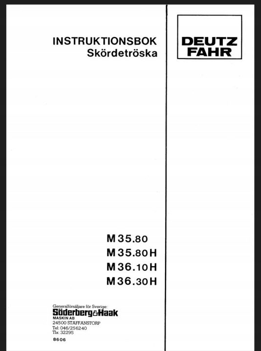 Инструкция по эксплуатации DEUTZ- FAHR комбайн 3580 3610 3630, фото 1