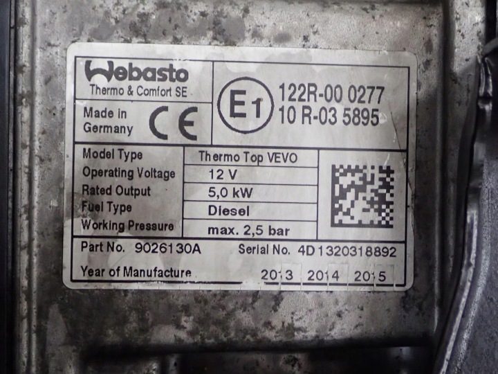 WEBASTO АВТОНОМНЫЙ ОТОПИТЕЛЬ 7N0815065T SHARAN 7N ALHAMBRA II 7N 2.0TDI 14 г., фото 6