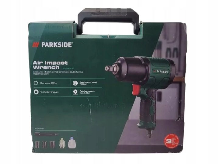 Ударный гайковерт пневматический Parkside PDSS 850 A1 850 Н·м +аксессуары + кейс, фото 2
