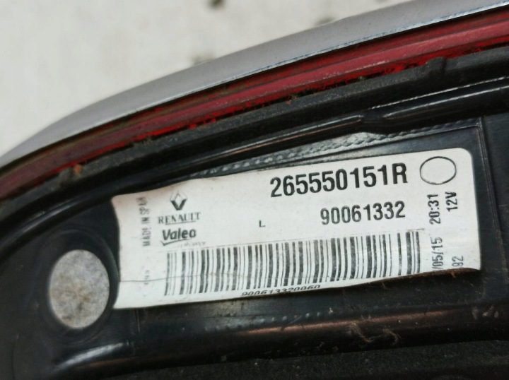Фонарь задний в крышку левый 265550151R Renault Kadjar I (2015- ), фото 3